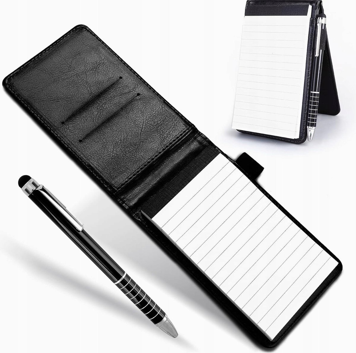 NOTES ZESZYT KIESZONKOWY ETUI DŁUGOPIS SKÓRZANY 50 KARTEK UNIWERSALNY