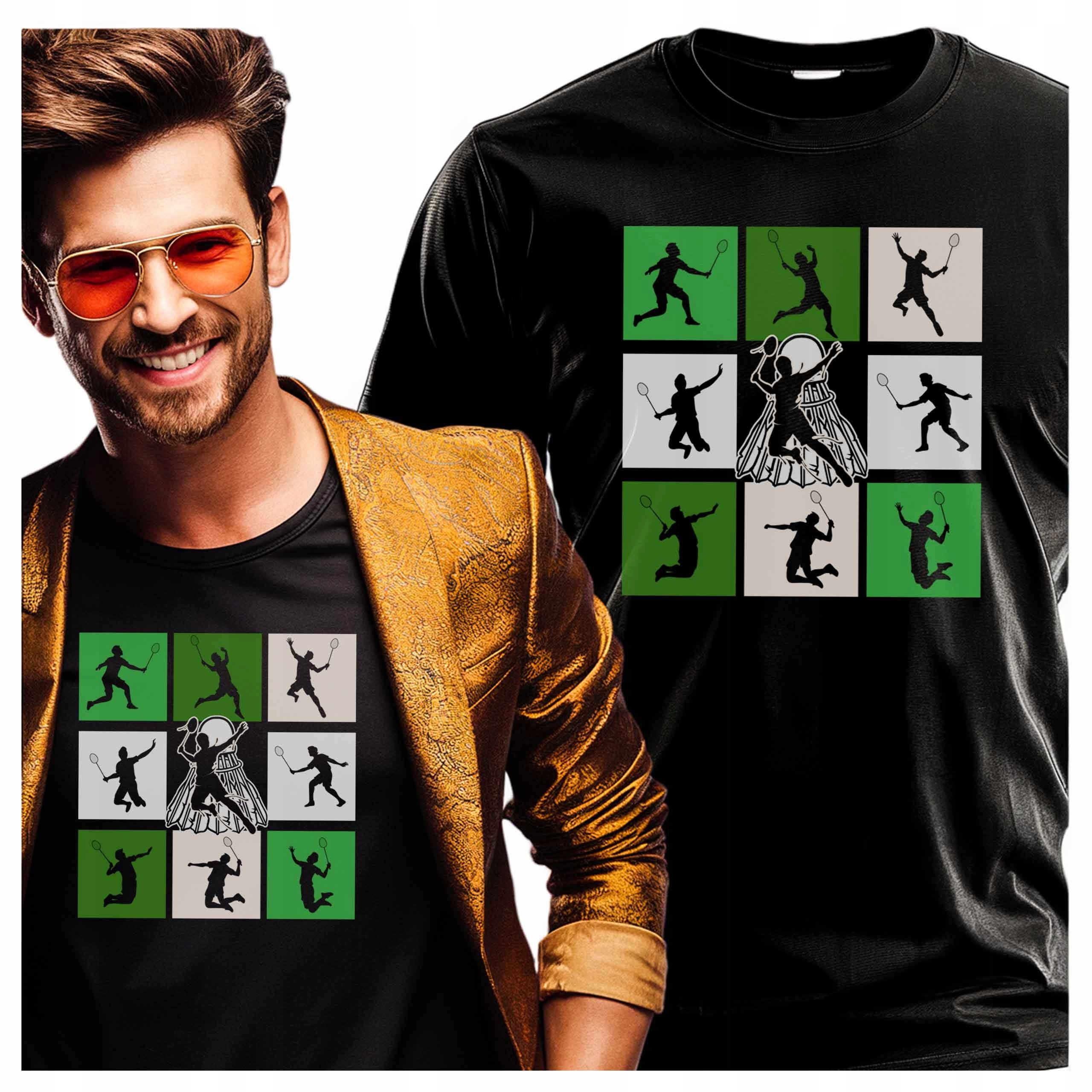 Koszulka męska z nadrukiem Dla Gracza Badminton Siatka Ruch Sportowy