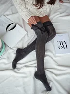 Skarpetki męskie - Zakolanówki bawełniane ażurowe warkocz ze wstążką-37-41 - miniaturka - grafika 1