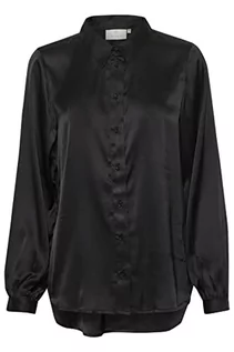 Koszulki i topy damskie - KAFFE damska koszulka jedwabna z długim rękawem, czarna, 40 - grafika 1