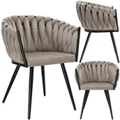 Krzesła - Krzesło welurowe plecione ASTON VELVET taupe - miniaturka - grafika 1