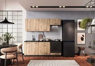 Szafki kuchenne - Stolkar Zestaw mebli kuchennych ANIKA dł. 2m grafitowy/dąb artisan STOLKAR - miniaturka - grafika 1