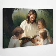 Ikony i obrazy sakralne - Jezus Chrystus z dziećmi - obraz polycanvas, 60x40 - miniaturka - grafika 1