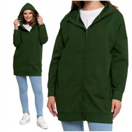 Bluzy damskie - LUŹNA BLUZA DAMSKA DRESOWA ROZPINANA DŁUGA GŁADKA Z KAPTUREM MORAJ XL/XXL - miniaturka - grafika 1
