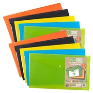 Portfele - eco-eco DL 50% recyklingowane różne kolory wciskany portfel na zatrzaski, plastikowe foldery (opakowanie 10), zielony, czarny, niebieski, żółty, pomarańczowy, eco079x2 - miniaturka - grafika 1