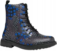 Botki damskie - GEOX BOTKI DAMSKIE CZARNE WIELKOKROPKI NIEBIESKIE 36 J3A - miniaturka - grafika 1