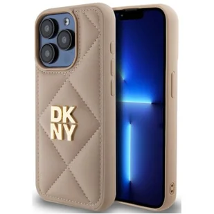 Etui DKNY Quilted Stack Logo do Apple iPhone 15 Pro Beżowy - Etui i futerały do telefonów - miniaturka - grafika 1