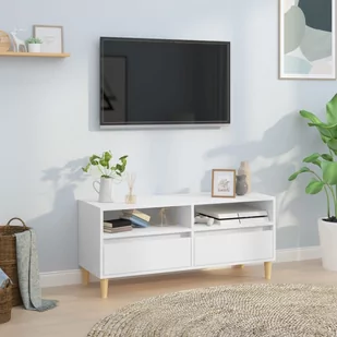 vidaXL Szafka pod TV, biała, 100x34,5x44,5 cm, materiał drewnopochodny - Szafki RTV - miniaturka - grafika 1
