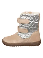 Botki damskie - kmins Skórzane botki zimowe w kolorze srebrno-beżowym - miniaturka - grafika 1