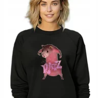 Bluzy męskie - CZARNA BLUZA Dresowa RÓŻOWY SZCZUR RATZ ZABAWNE GRAFIKI Roz S - miniaturka - grafika 1