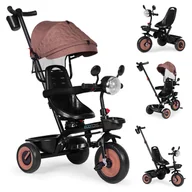 Rowerki trójkołowe - ROWEREK TRÓJKOŁOWY DLA DZIECI SPACERÓWKA 3W1 OBRACANE SIEDZISKO DASZEK BRĄZOWY ECOTOYS - miniaturka - grafika 1