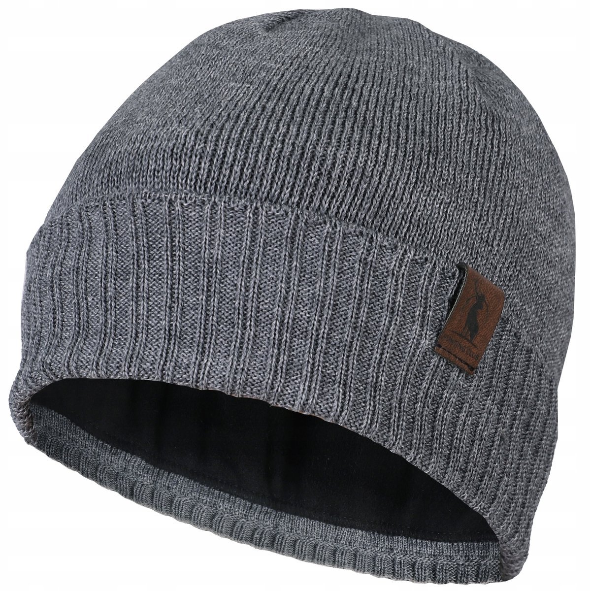 AGBO Czapka Zimowa Unisex Wełna Merino Hogan Ciemno-szary