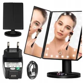 Lusterka do makijażu - Lusterko Do MAKIJAŻU Podświetlane LED Kosmetyczne Stojące POWIĘKSZAJĄCE 3X! - miniaturka - grafika 1