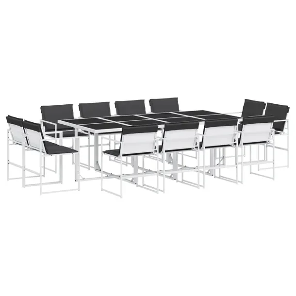 Zestaw mebli ogrodowych biały, stół 220x107x72 cm, krzesła 50,5x51x81,5
