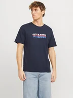 Koszulki męskie - Jack & Jones Koszulka "Cyber" w kolorze granatowym - miniaturka - grafika 1