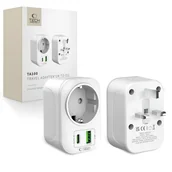 Adaptery i przejściówki - TECH-PROTECT TA100 TRAVEL ADAPTER UK TO EU WHITE - miniaturka - grafika 1
