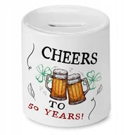 Skarbonki - Skarbonka na Urodziny 50 50te 50-te na Prezent z Nadrukiem ze Zdjęciem + Opakowanie na prezent (wzór 02) - miniaturka - grafika 1