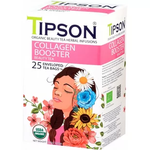 Tipson ORGANIC BEAUTY COLLAGEN BOOSTER herbata ziołowa RÓŻA LUKRECJA POKRZYWA saszetki - 25 x 1,5 g - Herbata - miniaturka - grafika 1