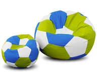Fotele i pufy dla dzieci - Pufa piłka XXXL worek + gratis biało-limonkowo-niebieska - miniaturka - grafika 1