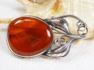Broszki - 420-40 Broszka Srebro z Bursztynem -HAND MADE- - miniaturka - grafika 1