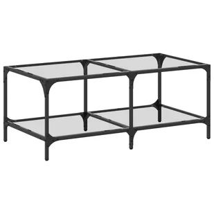 vidaXL Stolik kawowy ze szklanym blatem przezroczysty 98,5x50x40 cm stalowy - Ławy i stoliki kawowe - miniaturka - grafika 1