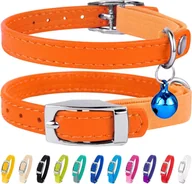 Obroże dla kotów - Skórzana obroża dla kota, obroża bezpieczeństwa dla kota z elastycznym paskiem, obroża dla kociąt z dzwonkiem w kolorze czarnym, niebieskim, czerwon.. - miniaturka - grafika 1