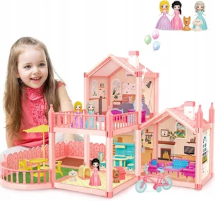 Domek Dla Lalek 2-Piętrowy Zestaw Akcesoriów Lalki Meble Prezent Dzieci - Domki dla lalek - miniaturka - grafika 1