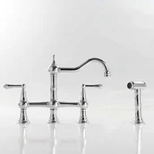 Baterie umywalkowe - bateria kuchenna retro CHESTERA brązowa z wyciąganą wylewką - srebrny chrom - miniaturka - grafika 1