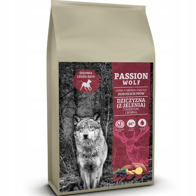 KARMA DLA PSA PASSION WOLF DZICZYZNA JELEŃ BATAT 12KG