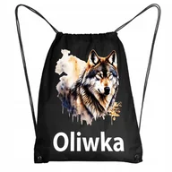 Plecaki worki - Worek Szkolny Workoplecak WF Do Przedszkola Szkoły WILK LAS + IMIĘ 9 - miniaturka - grafika 1
