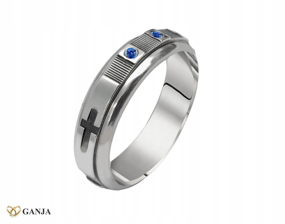 Różaniec na palec z kamieniami na Komunię Św. ,obrotowy , srebro 925