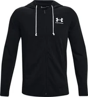 Bluzy męskie - Under Armour Bluza UNDER ARMOUR Męska Na zamek z kapturem UA Rival Terry Czarna L - miniaturka - grafika 1