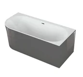 Wanny - Polimat Wanna narożna prawa Sola 170x75 cm owalna stylowy grafit syfon i przelew chrom 00685 - miniaturka - grafika 1