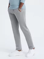 Spodnie męskie - Spodnie męskie dresowe z prostą nogawką - szary melanż V3 OM-PABS-0155 - miniaturka - grafika 1