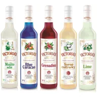 Syropy i koncentraty owocowe - Zestaw 5 syropów Mojito Mint, Limonka, Blue Curacao, Grenadina, Cukrowy 490 ml x 5 - miniaturka - grafika 1