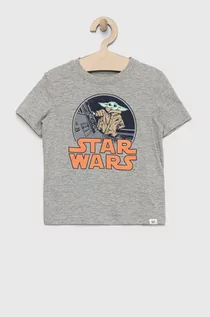 Koszulki dla chłopców - GAP t-shirt bawełniany dziecięcy x Star Wars kolor szary z nadrukiem - Gap - grafika 1