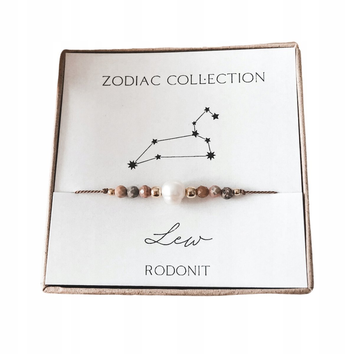Bransoletka amulet znak zodiaku Lew rodonit, talizman dla kobiety