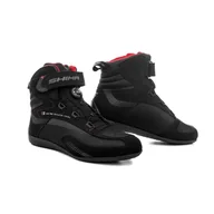 Buty motocyklowe - SHIMA EXO Vented męskie buty motocyklowe - przewiewne, wzmocnione, miejskie buty motocyklowe z zapięciem ATOP, ochraniaczami kostki, antypoślizgową podeszwą i nadkładką zmiany biegów (Czarne, 41) - miniaturka - grafika 1