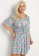 Sukienki - Miętowa Koszulowa Sukienka z Wiskozą Ozdobiona Wiązaniem Edirilira - miniaturka - grafika 1