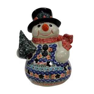 Ceramiczny bałwan duży Ceramika Bolesławiec - Ozdoby bożonarodzeniowe - miniaturka - grafika 1