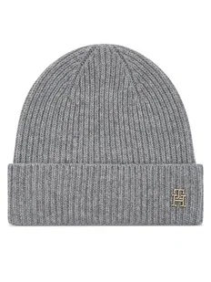 Tommy Hilfiger Czapka Cashmere Chic Beanie AW0AW15321 Szary - Czapki damskie - miniaturka - grafika 1