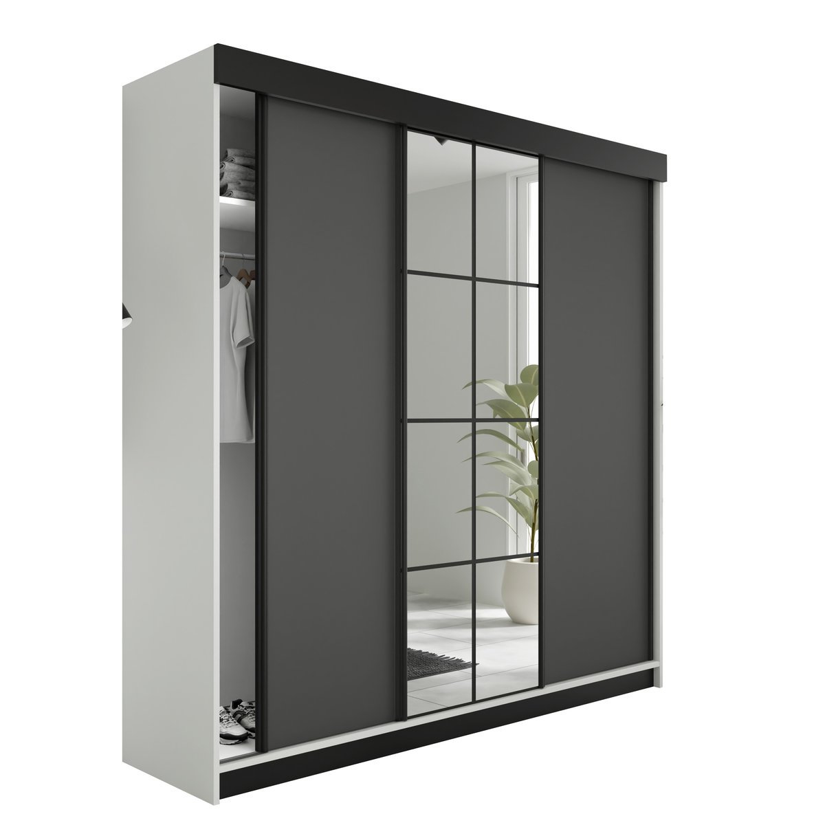 Szafa LAMARO biały i grafit - 200x205x59cm