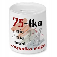 Skarbonki - Skarbonka na Urodziny 75 75te 75-te na Prezent z Nadrukiem ze Zdjęciem + Opakowanie na prezent (wzór 03) - miniaturka - grafika 1