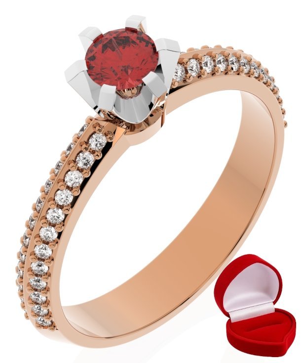 ZŁOTY PIERŚCIONEK ZARĘCZYNOWY 585 14k RUBIN 0,19 ct RÓŻOWE ZŁOTO R26