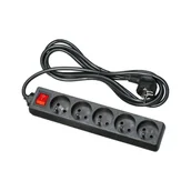 Przedłużacze i rozgałęźniki - HBF domowy Elgotech z wyłącznikiem 5 gniazd z uziemieniem 3 m czarny - miniaturka - grafika 1