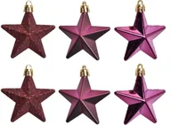 Bombki - EWAX, Komplet 6 bombek gwiazdek fuksja 24x7,5x3cm - miniaturka - grafika 1