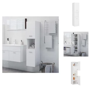 vidaXL Szafka łazienkowa biała 30x30x130 cm materiał drewnopochodny - Zestawy mebli łazienkowych - Szafki łazienkowe - miniaturka - grafika 1