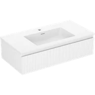 Szafki łazienkowe - Mexen Rivel szafka łazienkowa 90 cm z umywalką Otis, 1 szuflada, ryflowana , biała mat - 91A20-09023-1-BF01-W18M01 - miniaturka - grafika 1