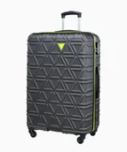 Walizki - PUCCINI Duża szara walizka z kontrastowym wykończeniem - miniaturka - grafika 1