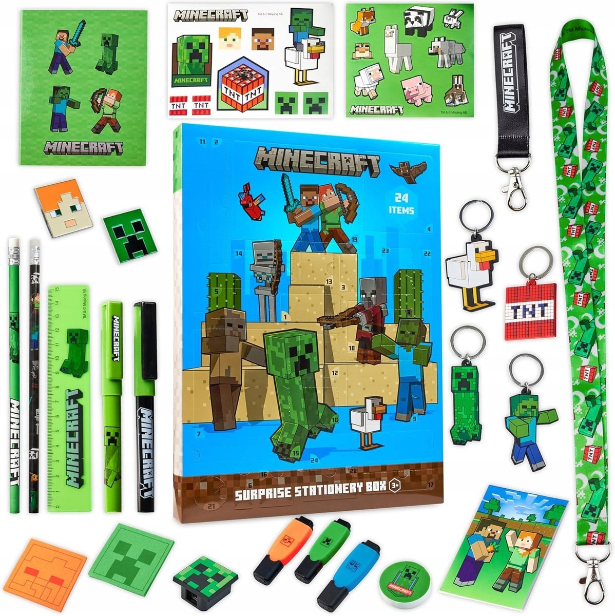 Kalendarz Adwentowy 2024 Minecraft Akcesoria Zabawki Naklejki Dla Dzieci